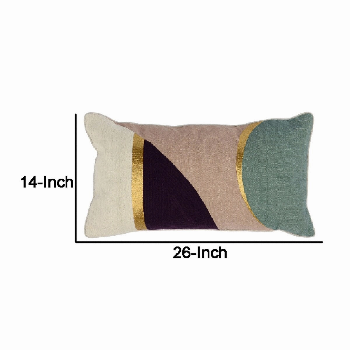 26 Inch Soft Fabric Accent Throw Pillow, Clean Lined, Abstract, Muticolor - Gold, Brown