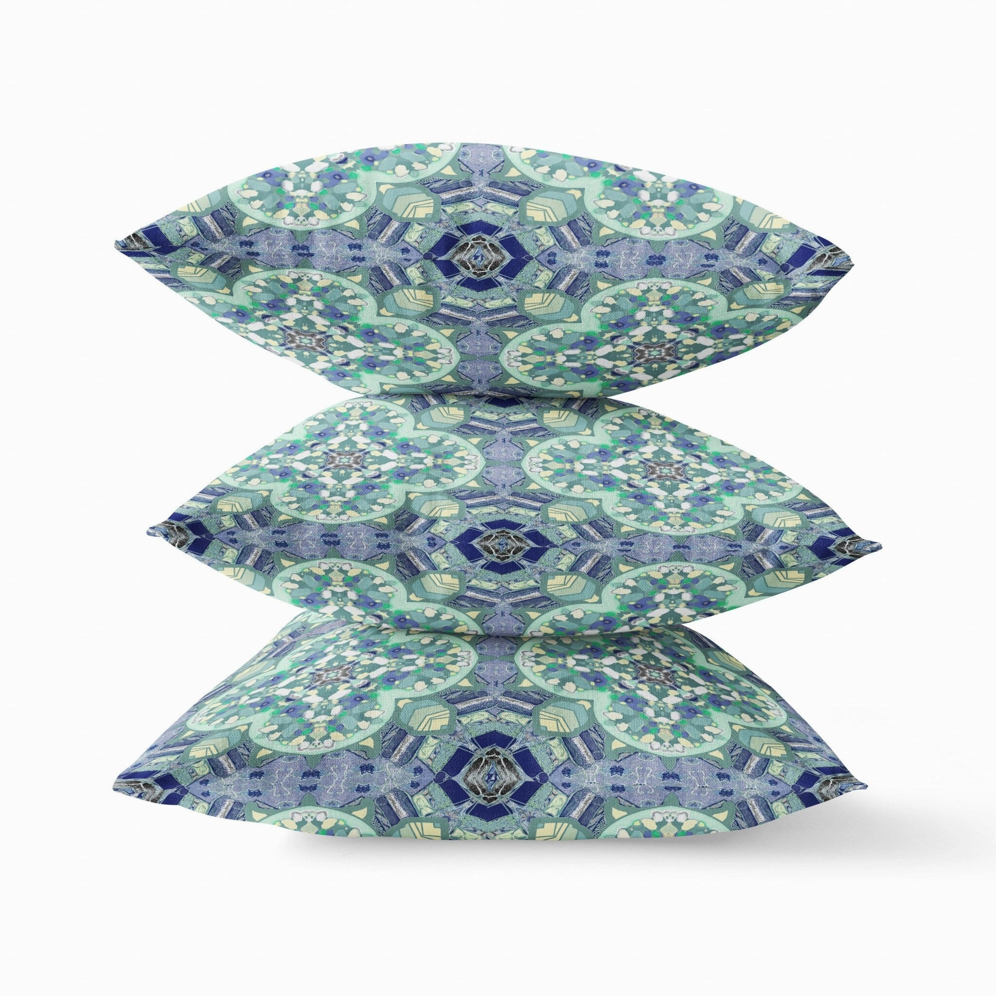 26" Aqua Blue Cloverleaf Indoor Outdoor Zippered Throw Pillow