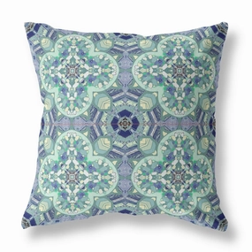 26" Aqua Blue Cloverleaf Indoor Outdoor Zippered Throw Pillow pillows,bed pillow,sleeping cushion