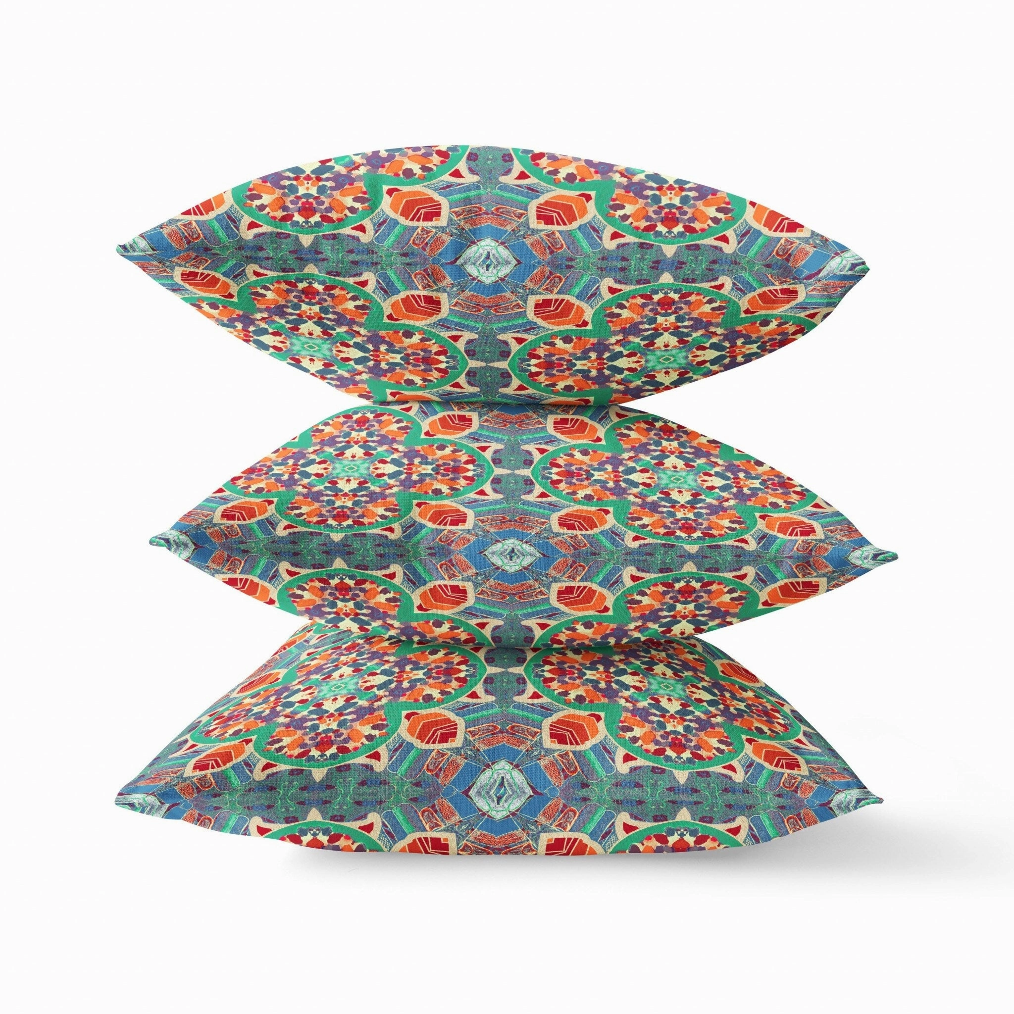 26" Orange Green Cloverleaf Indoor Outdoor Zippered Throw Pillow