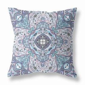 28" Blue Gray Floral Boho Indoor Outdoor Throw Pillow - Grey pillows,bed pillow,sleeping cushion
