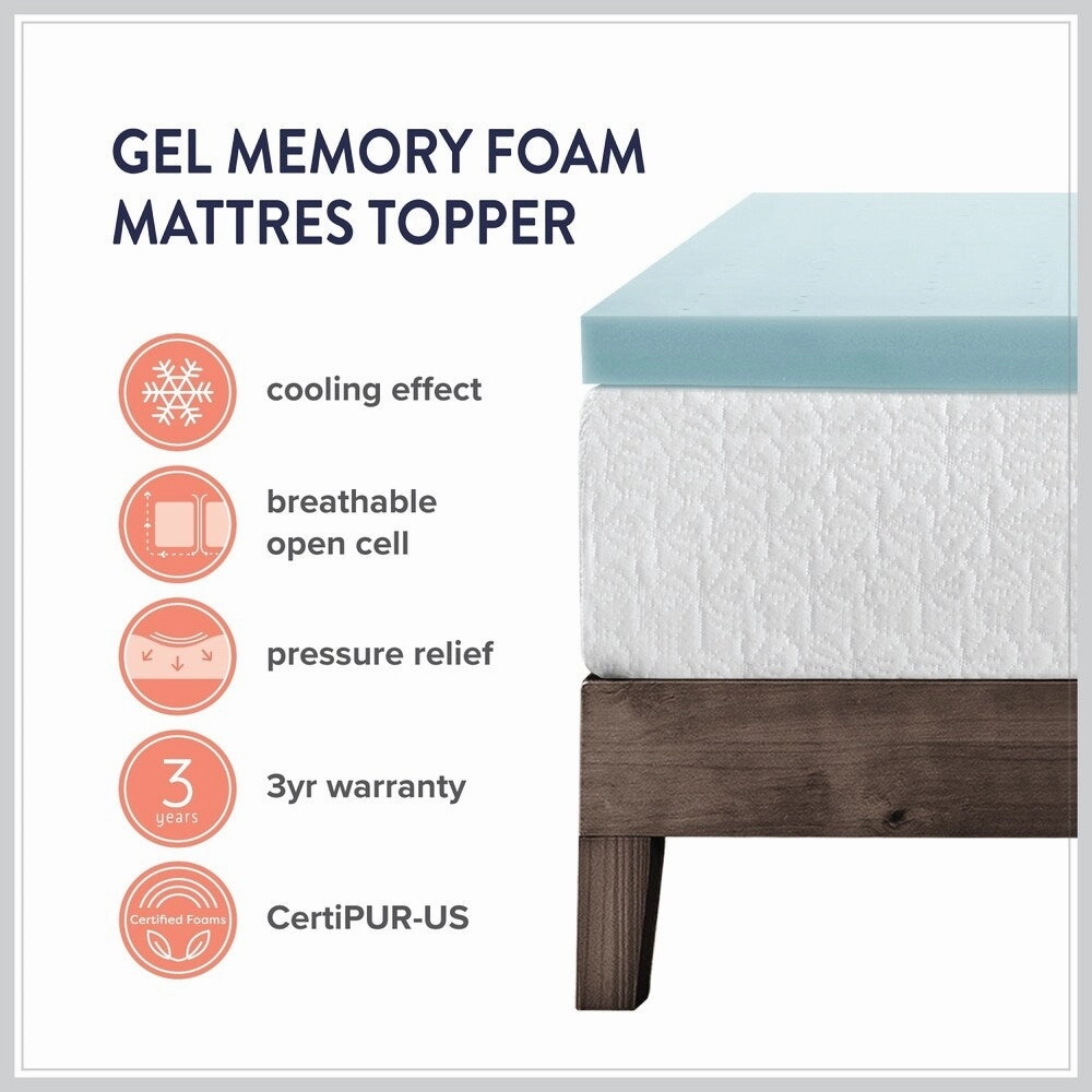 2.5 Inch Gel Memory Foam Mattress Topper - Crown Comfort