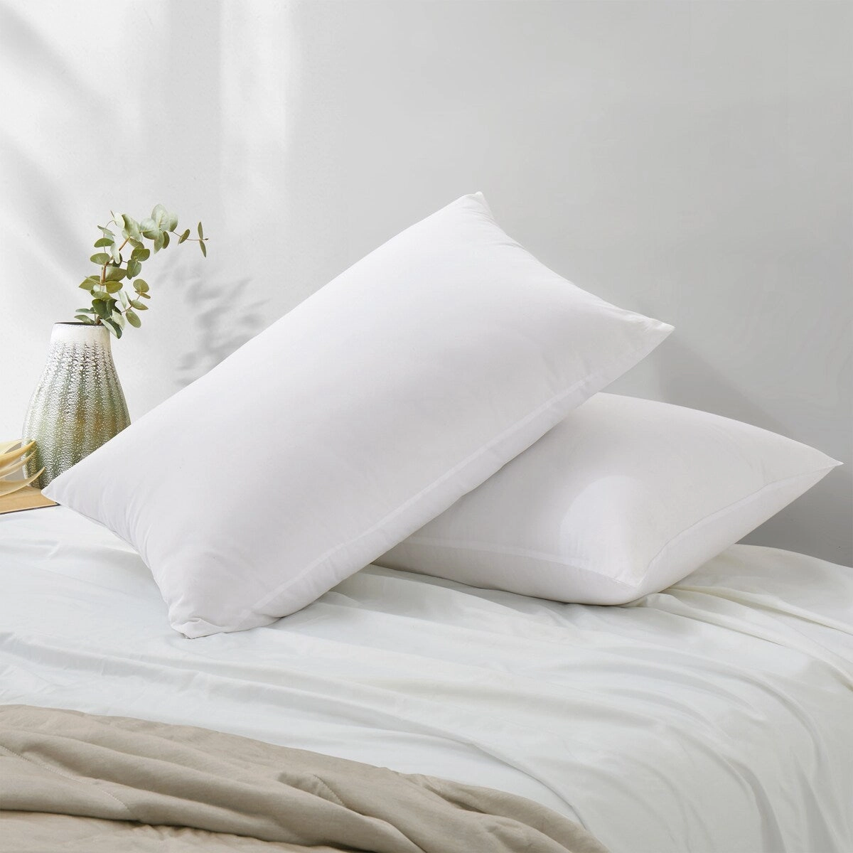 2 Pack Fluffy Down Alternative Bed Pillows for Back,Stomach, Side Sleeper - White