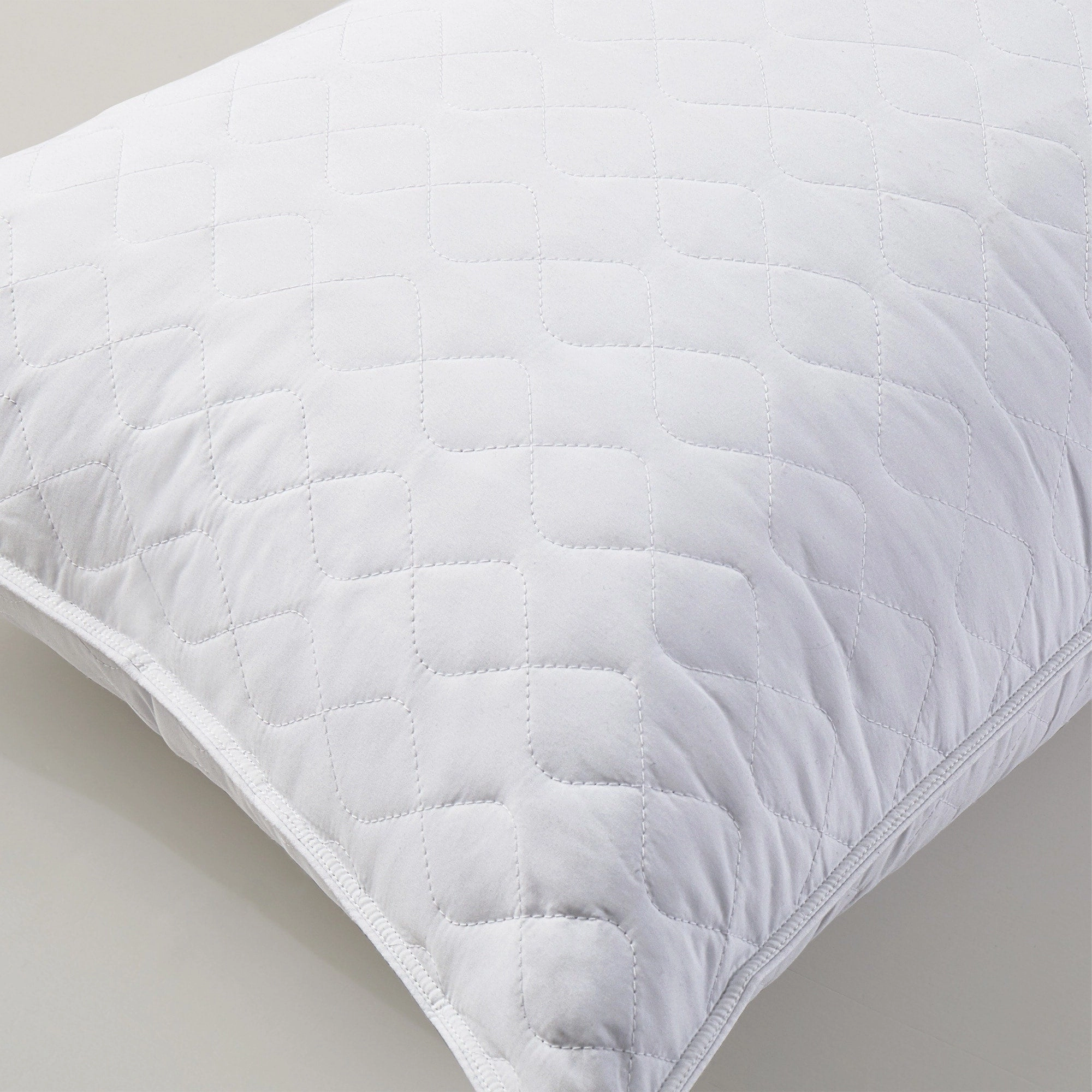 2 Pack Medium-Soft Goose Feather Pillows White Quilted Cover