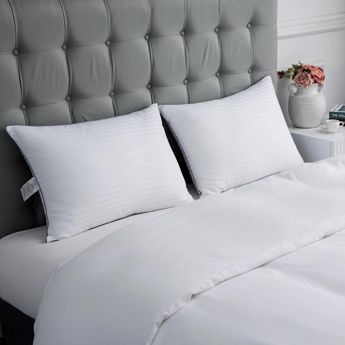 2 Pack Polyester Bed Pillow with 100 Cotton Cover - White