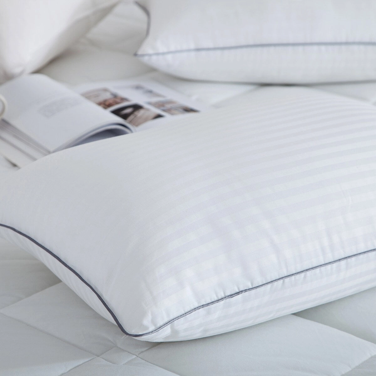 2 Pack Polyester Bed Pillow with 100 Cotton Cover - White