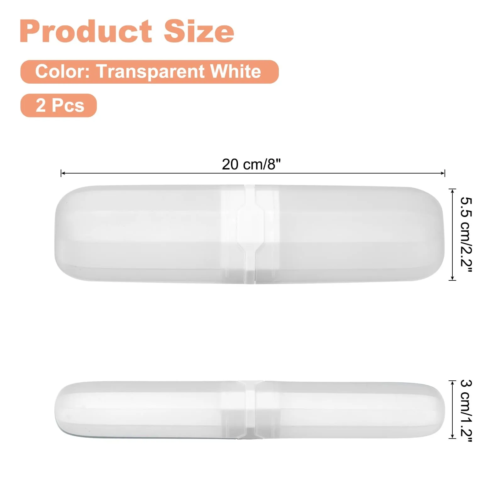 2pcs Travel Toothbrush Case Transparent Portable Toothbrush Holder