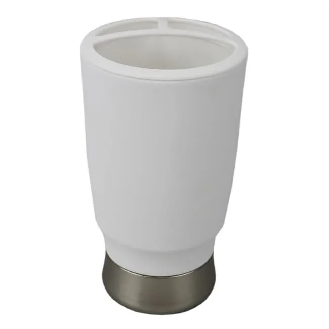3 Section Rubberized Plastic Tooth Brush Holder, White Toothbrush Holder,Bathroom Organizer