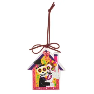 3.1" Day of Dead Bride Groom Couple with House Ornament Decorative Mirror,Home Decor Mirror