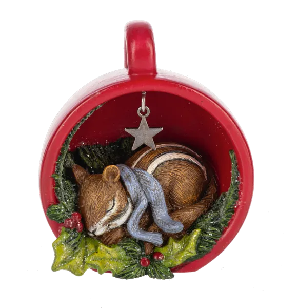 3.1" Forest Critter with Holly Leaves Figurine