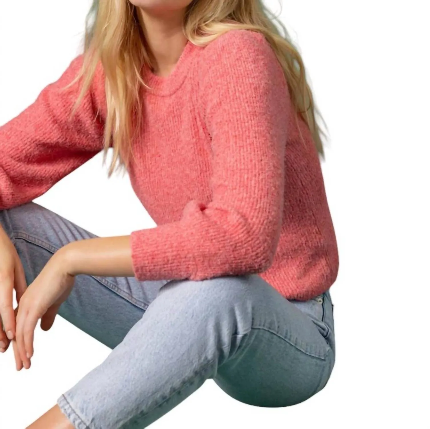 3/4 Puff Sleeve Sweater In Calypso