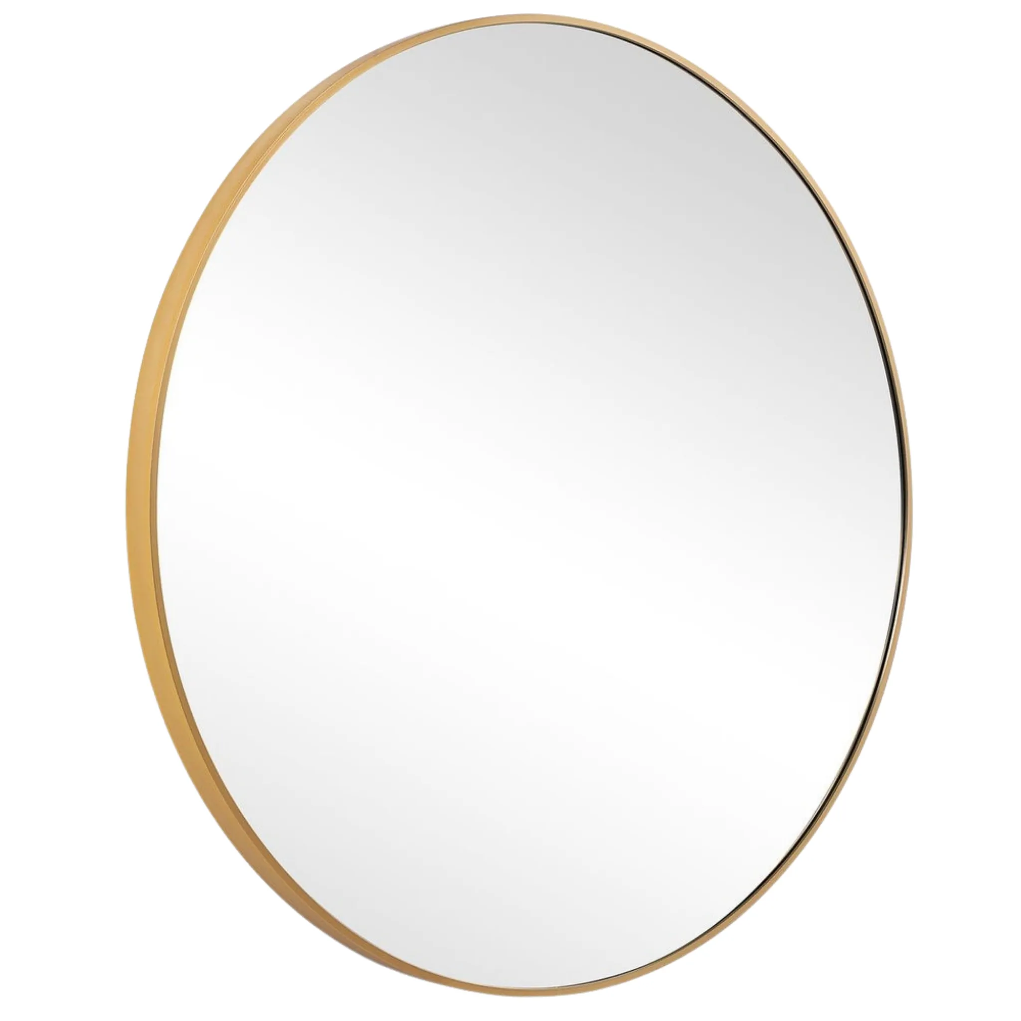 34" Round Mirror, Brushed Gold