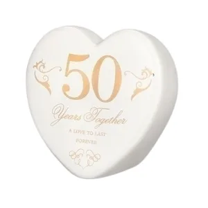 3.75" 50 Years Together A Love to Love Forever Anniversary Heart Ceramic Figurine Decorative Mirror,Home Decor Mirror