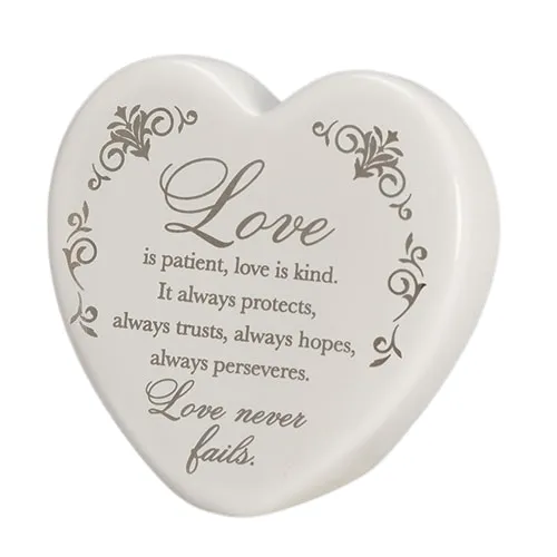 3.75" Love is Patience Never Fails Anniversary Heart Ceramic Figurine Decorative Mirror,Home Decor Mirror