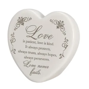 3.75" Love is Patience Never Fails Anniversary Heart Ceramic Figurine Decorative Mirror,Home Decor Mirror