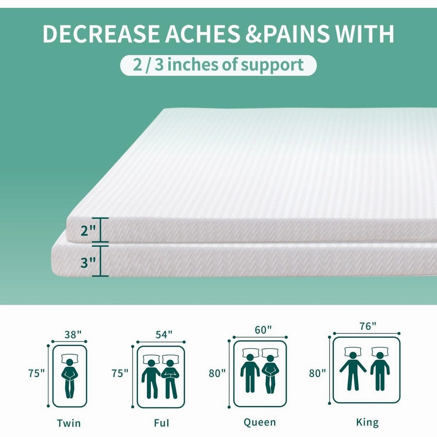 3 in. Gel Memory Foam Mattress Topper with Removable and Washable Cover - White