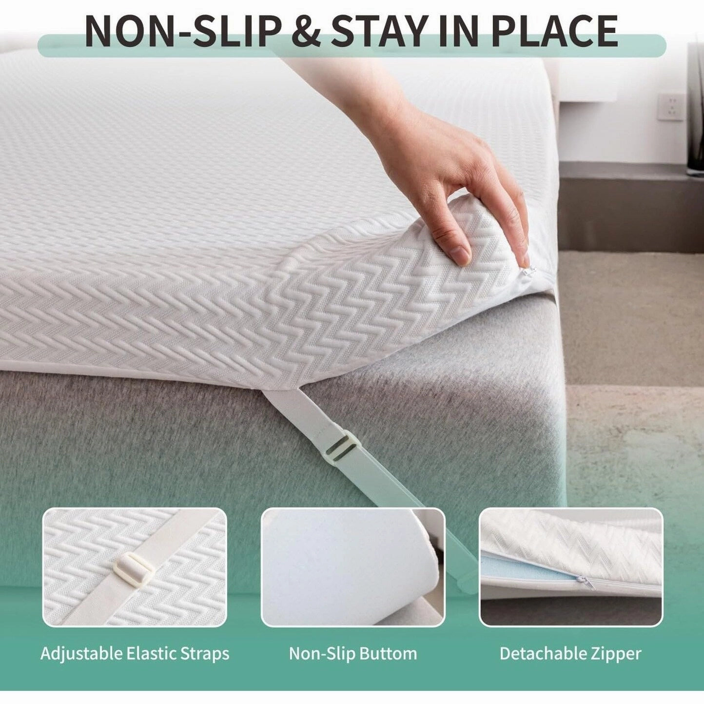 3 in. Gel Memory Foam Mattress Topper with Removable and Washable Cover - White