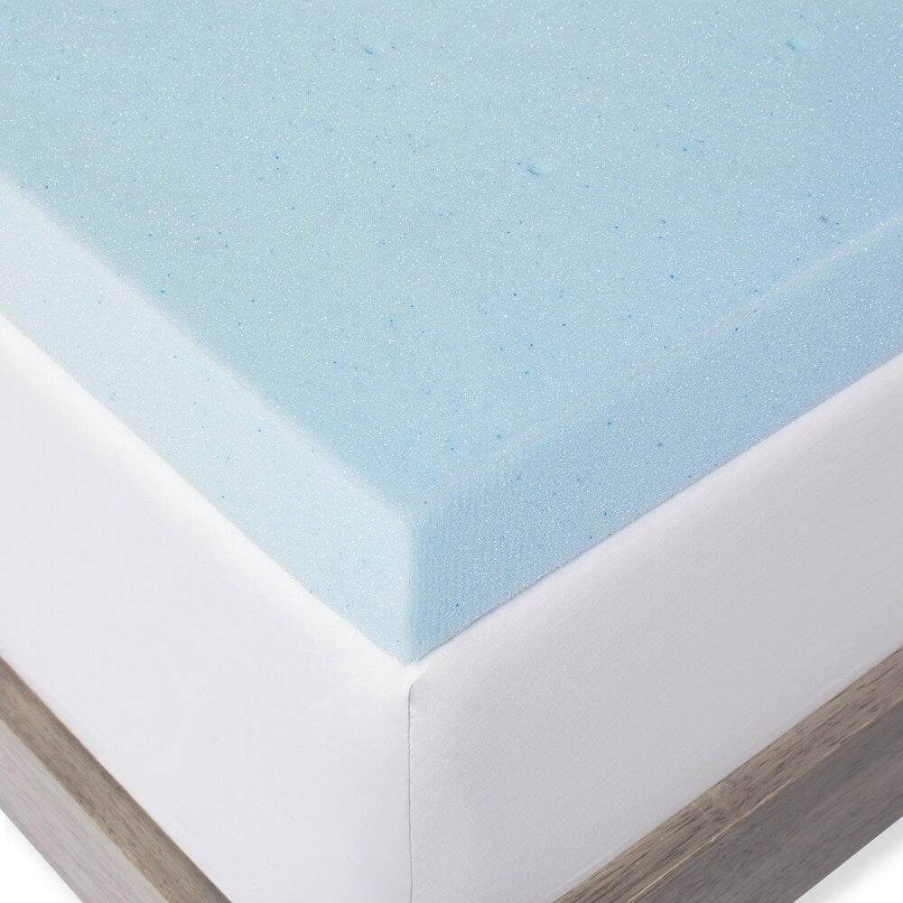 3-inch Gel Memory Foam Mattress Topper with Premium Waterproof Mattress Protector by Lucid Comfort Collection - Blue/White