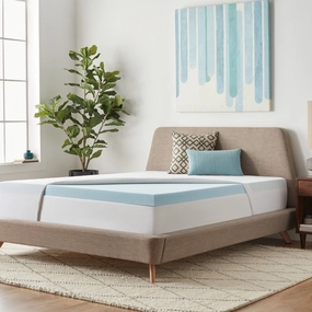 3-inch Gel Memory Foam Mattress Topper with Premium Waterproof Mattress Protector by Lucid Comfort Collection - Blue/White mattress pads,mattress topper,bed protection