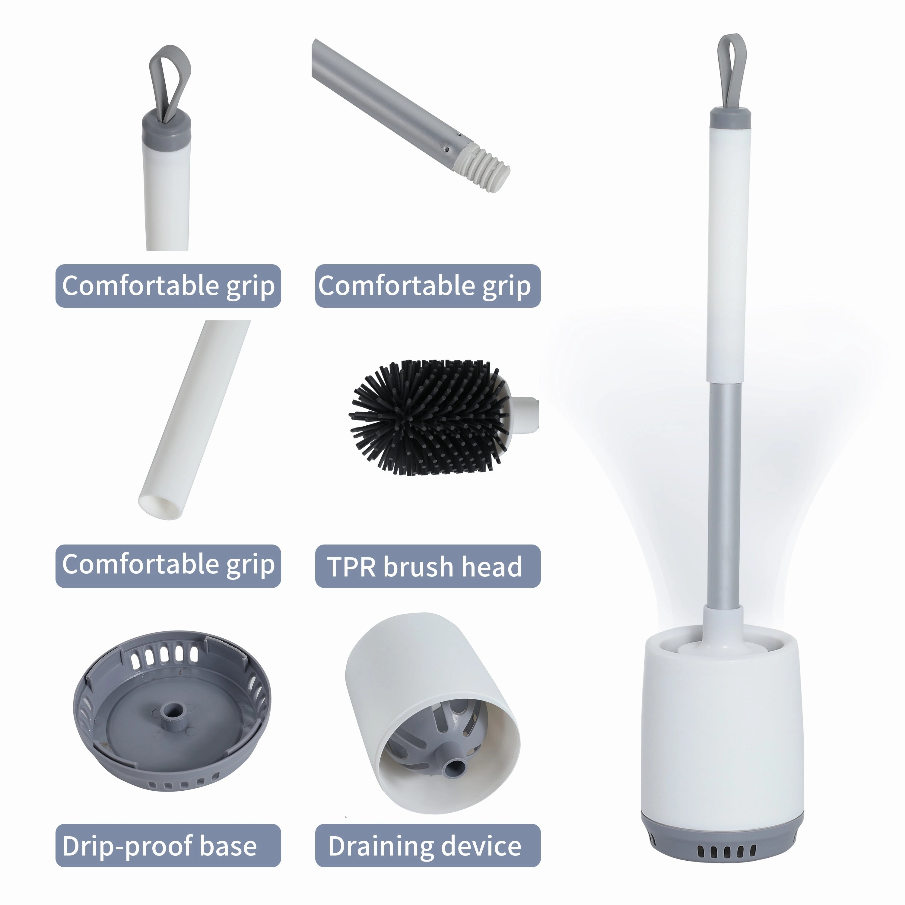 3 Pack Toilet Brush and Holder for Bathroom Storage Cleaning,Cleaning Supplies Toilet Cleaner Brush Bathroom Set