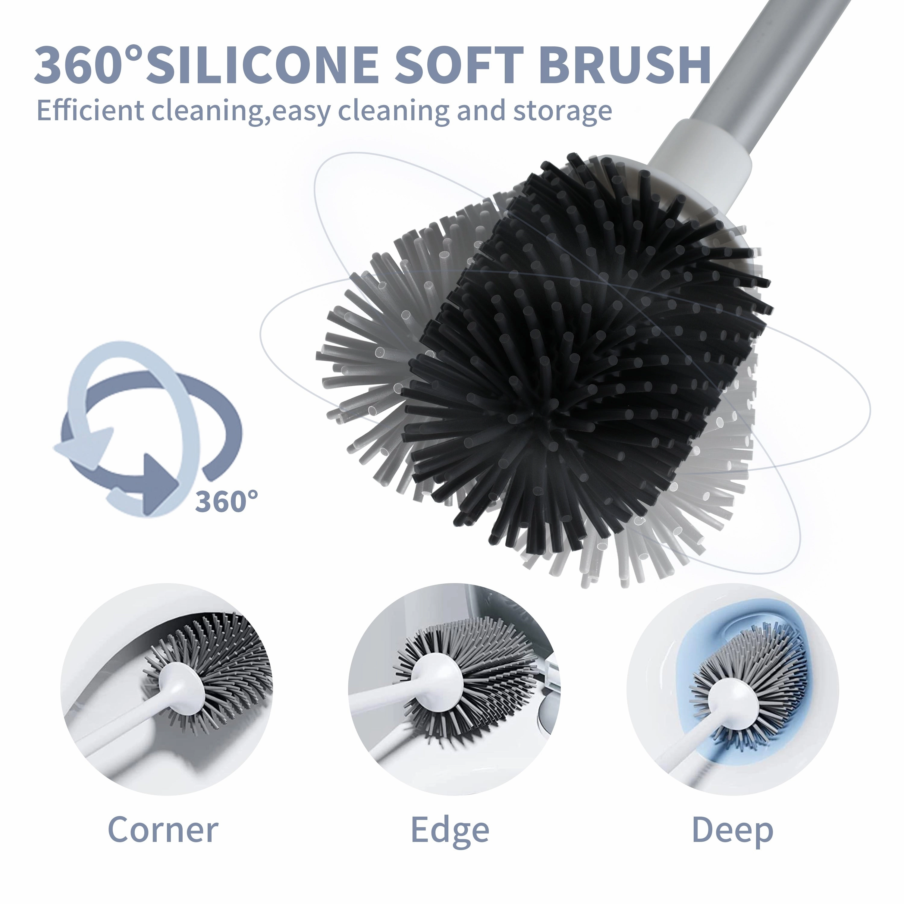 3 Pack Toilet Brush and Holder for Bathroom Storage Cleaning,Cleaning Supplies Toilet Cleaner Brush Bathroom Set