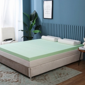 3" Memory Foam Bed Mattress Topper FULL - Green mattress pads,mattress topper,bed protection