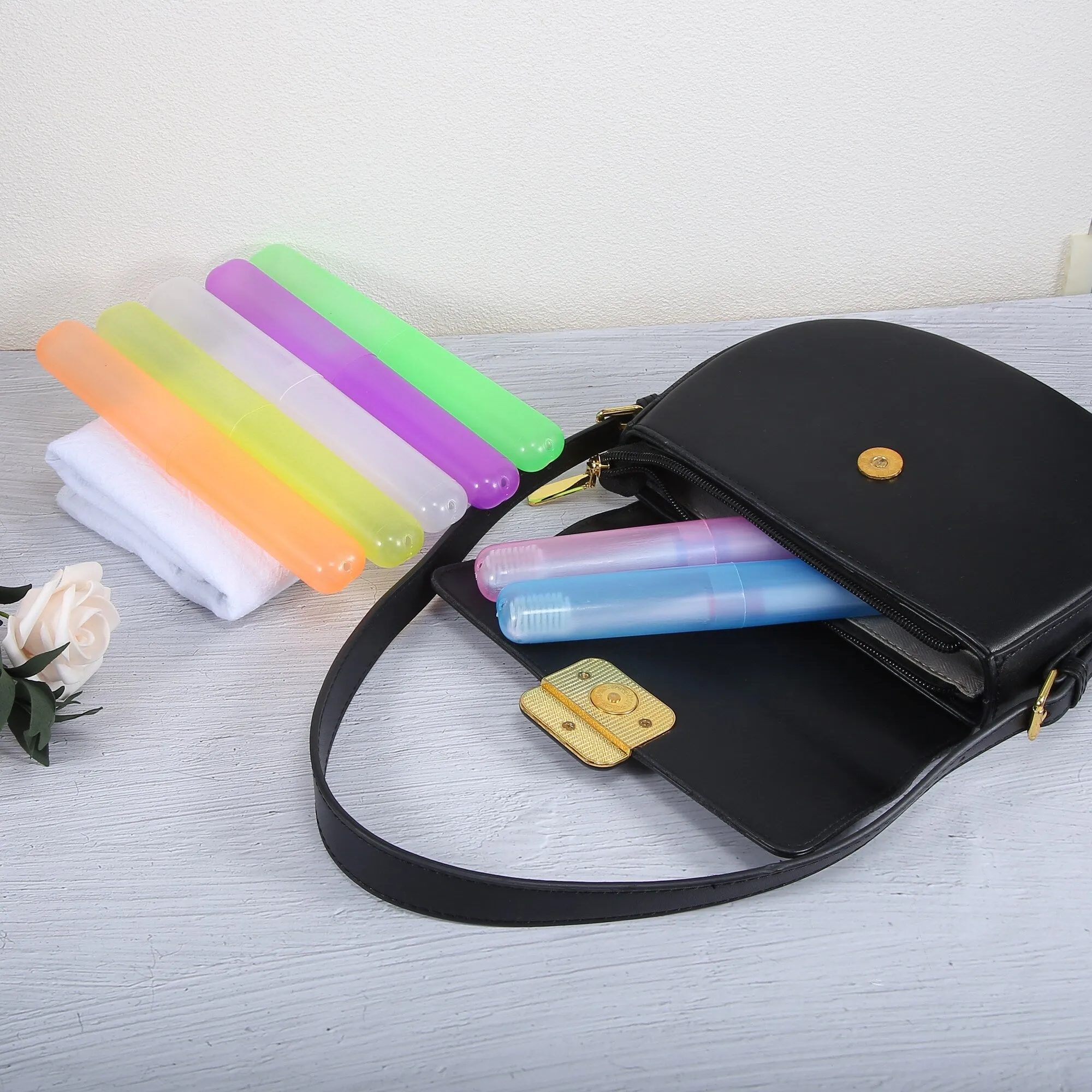4 Pcs, Toothbrush Travel Case, Plastic, Lightweight Traveling Toothbrush Holders Case, 7.48"x1.06"