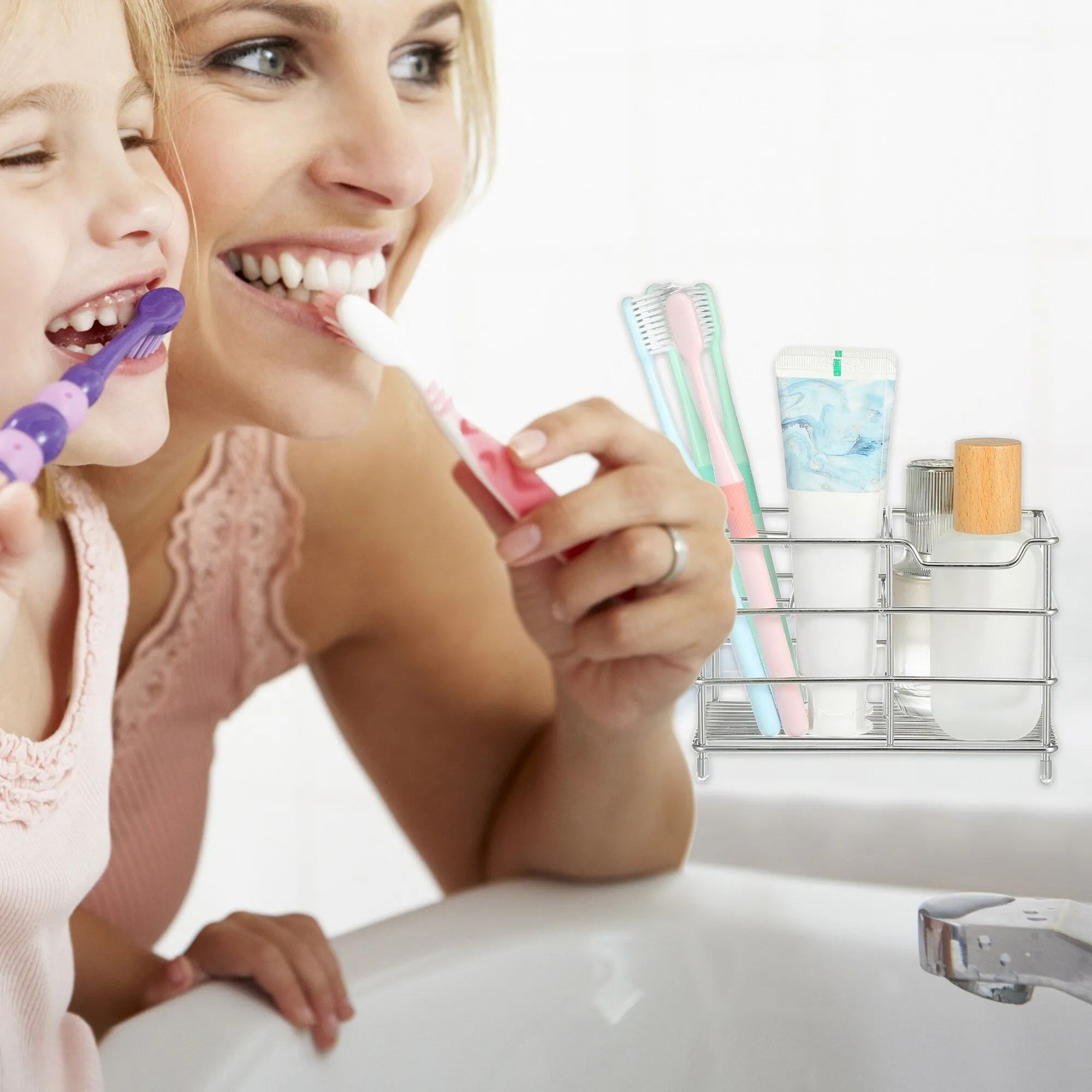 4 Slots 304 Stainless Steel Toothbrush Holder, Toothpaste Holder Stand, Bathroom Kitchen Accessories