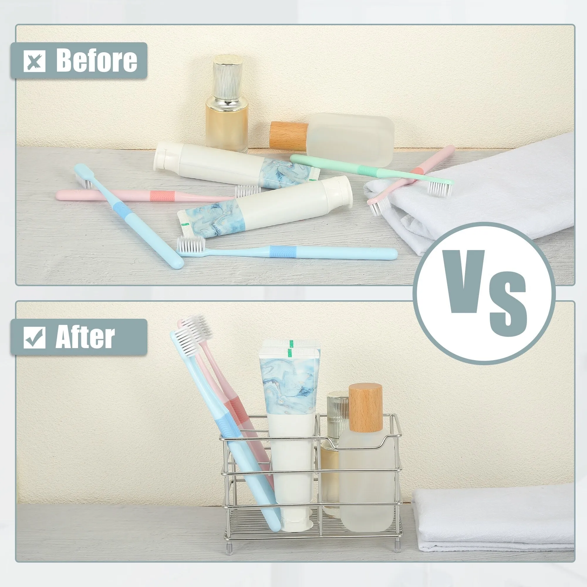 4 Slots 304 Stainless Steel Toothbrush Holder, Toothpaste Holder Stand, Bathroom Kitchen Accessories