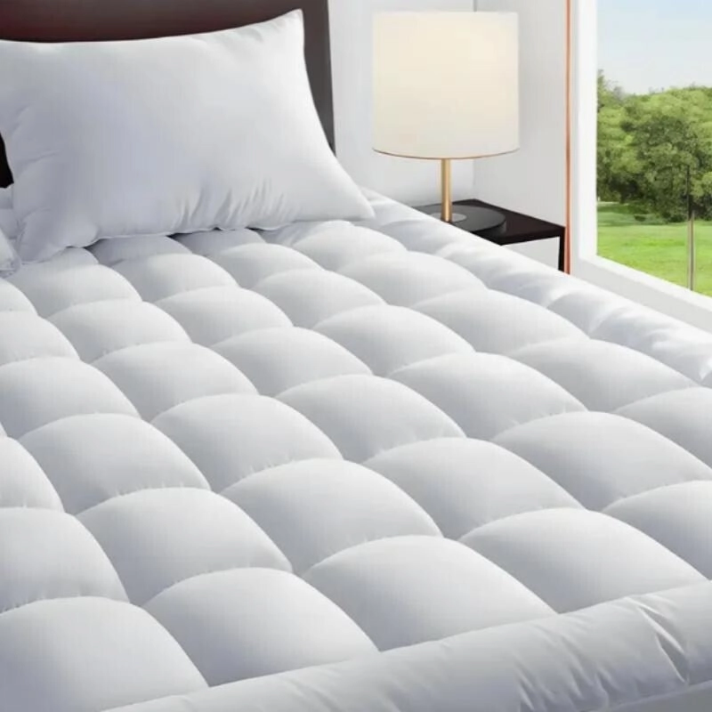 400gsm Filled Cotton Mattress Topper Cooling Breathable White