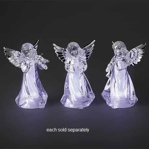 4.5" Color Changing LED Light Up Clear Acrylic Angel Figurine Decorative Mirror,Home Decor Mirror