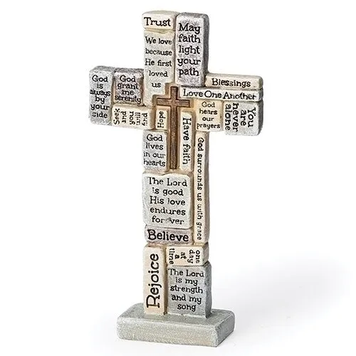 4.5" Small Crossword Standing Cross Figurine Decorative Mirror,Home Decor Mirror