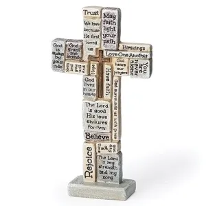 4.5" Small Crossword Standing Cross Figurine Decorative Mirror,Home Decor Mirror