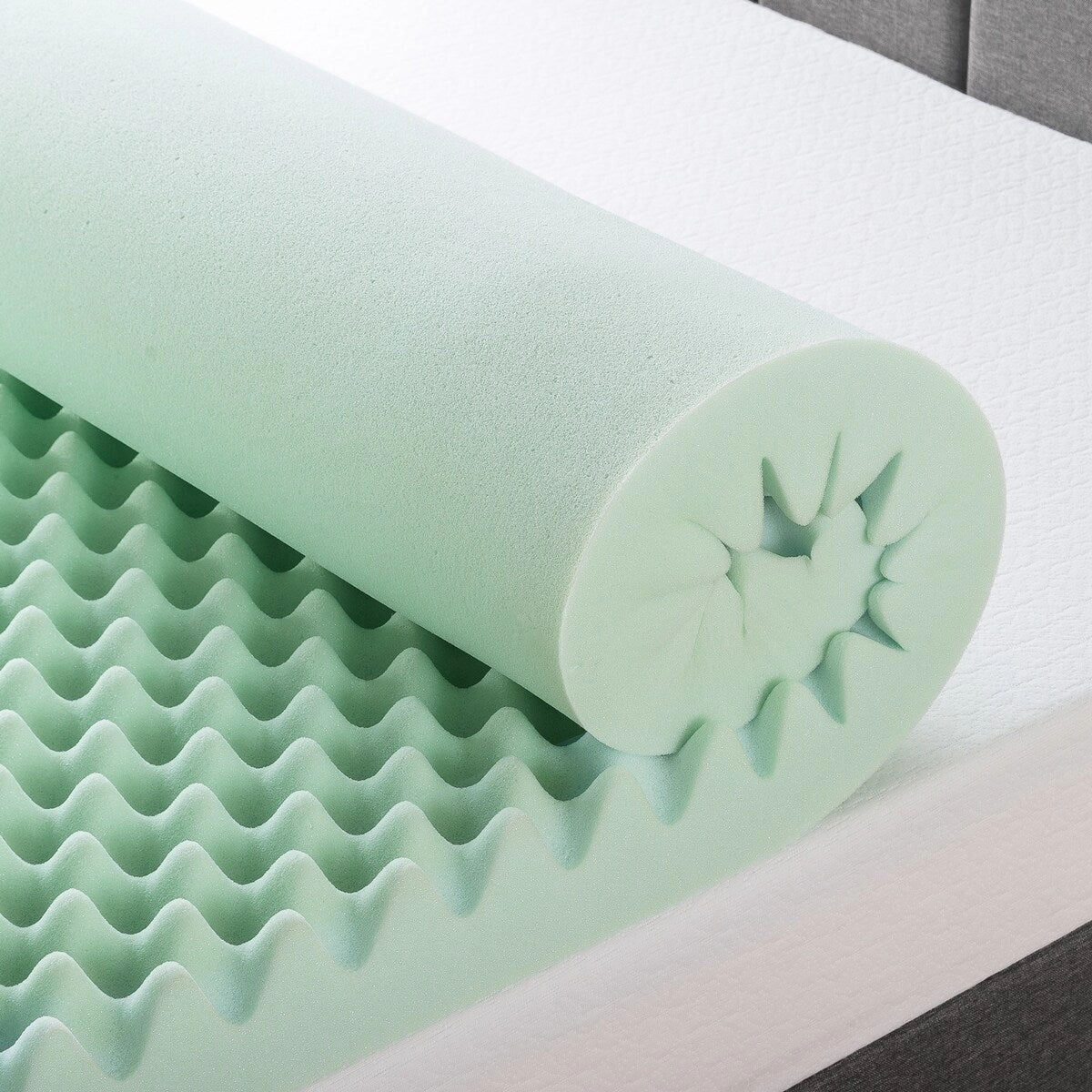 4 Inch Egg Crate Memory Foam Mattress Topper with Calming Aloe Infusion