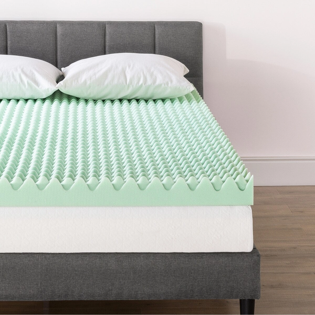 4 Inch Egg Crate Memory Foam Mattress Topper with Calming Aloe Infusion
