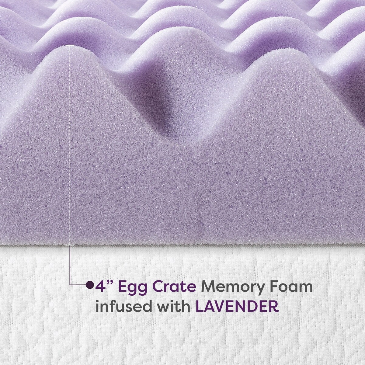 4 Inch Egg Crate Memory Foam Mattress Topper with Soothing Lavender Infusion - Crown Comfort