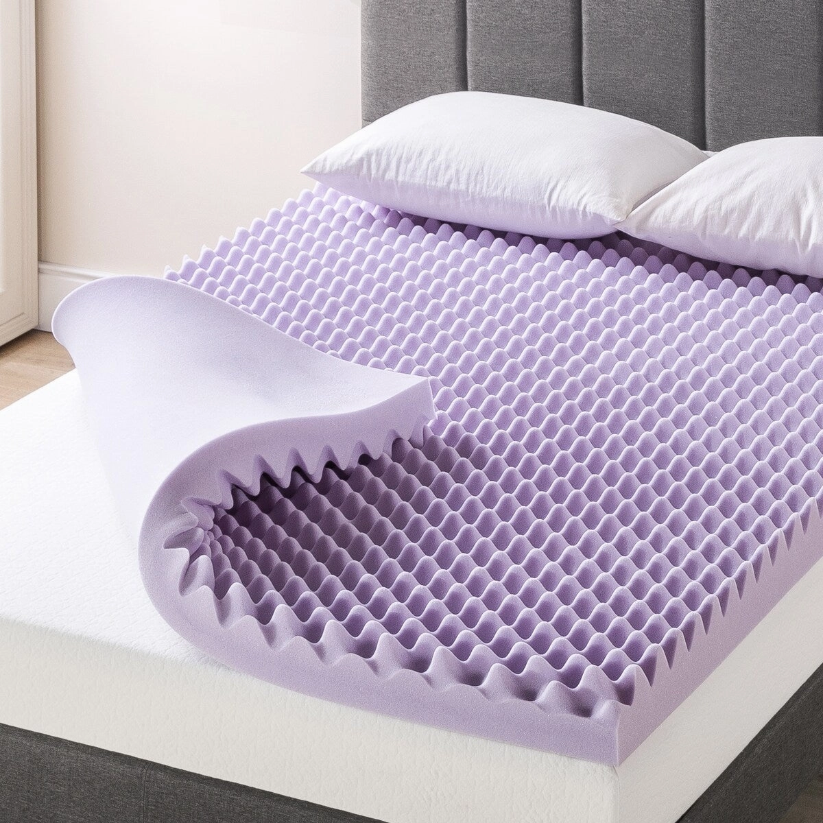 4 Inch Egg Crate Memory Foam Mattress Topper with Soothing Lavender Infusion - Crown Comfort mattress pads,mattress topper,bed protection