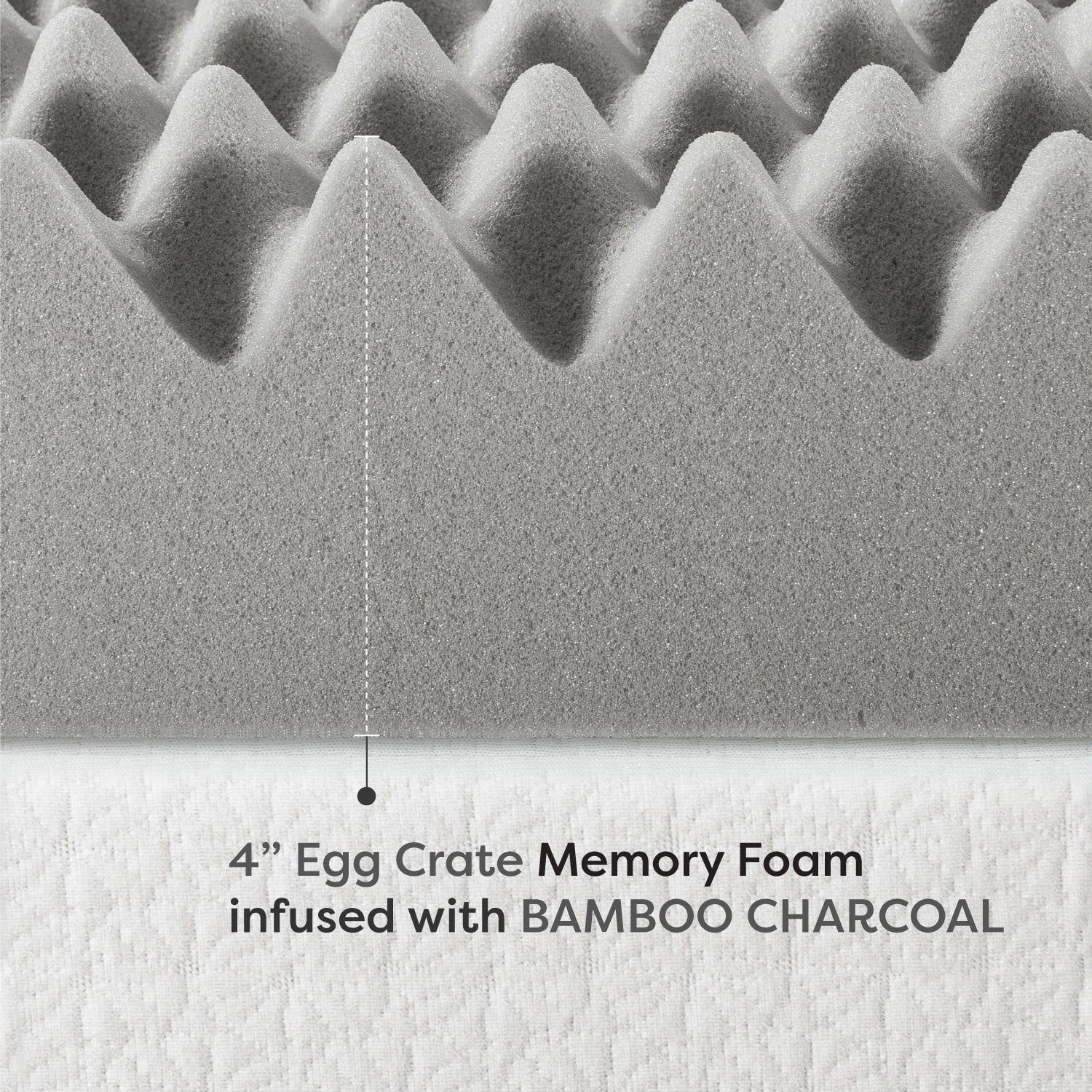 4 Inch Egg Crate Memory Foam Topper with Bamboo Charcoal Infusion