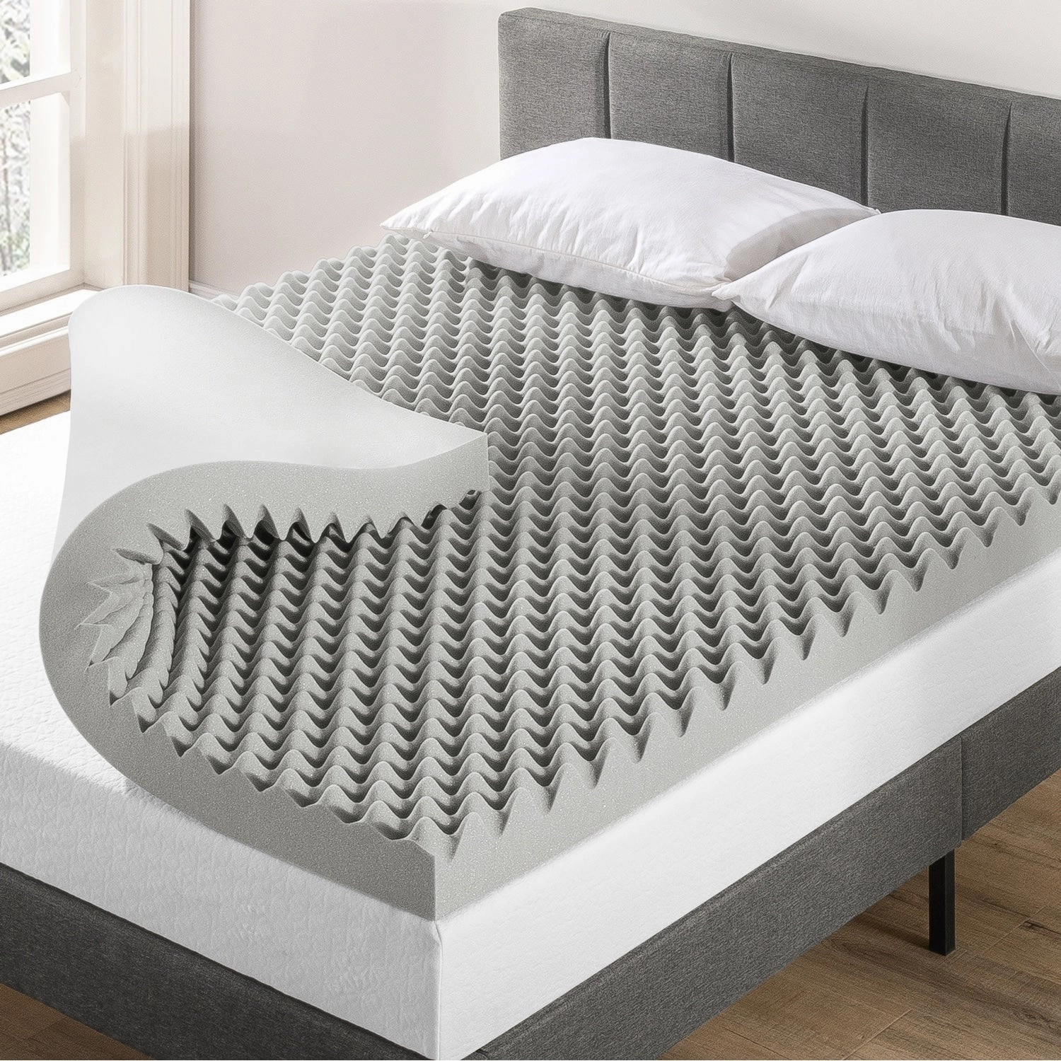 4 Inch Egg Crate Memory Foam Topper with Bamboo Charcoal Infusion mattress pads,mattress topper,bed protection