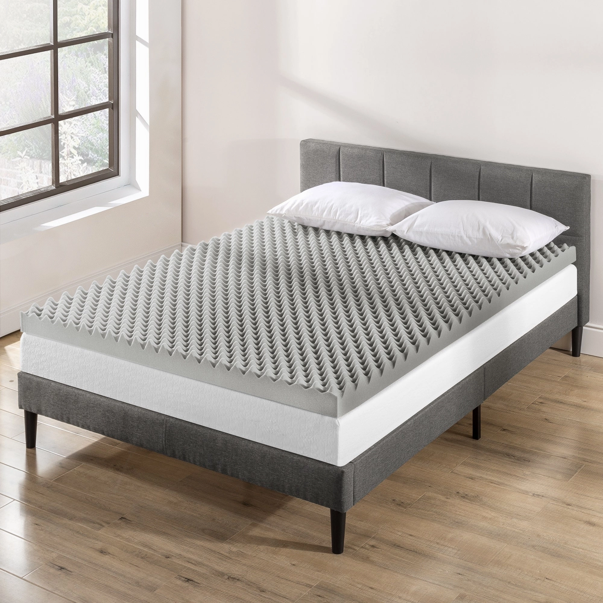 4 Inch Egg Crate Memory Foam Topper with Bamboo Charcoal Infusion