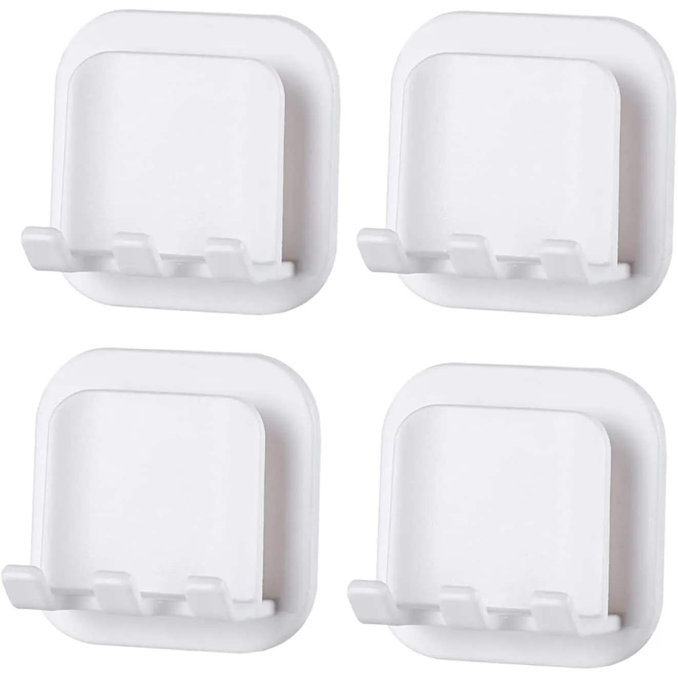 4Pcs Self-Adhesive Toothbrush Holder Set for Wall Mount - white Toothbrush Holder,Bathroom Organizer