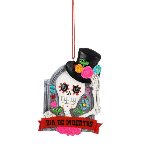4" Day Of The Dead Skeleton with Top Hat Ornament Dia De Muertos Decorative Mirror,Home Decor Mirror