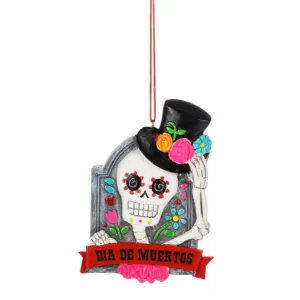 4" Day Of The Dead Skeleton with Top Hat Ornament Dia De Muertos Decorative Mirror,Home Decor Mirror
