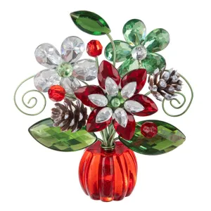 4" Holiday Wishes Green and Red Acrylic Flower Posy Pot Note or Place card Holder Decorative Mirror,Home Decor Mirror