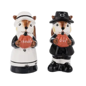 4" Squirrel Pilgrims Salt & Pepper Shaker Set Decorative Mirror,Home Decor Mirror