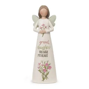 5.25" Granddaughter You Have My Heart Angel with Flowers Figurine Decorative Mirror,Home Decor Mirror