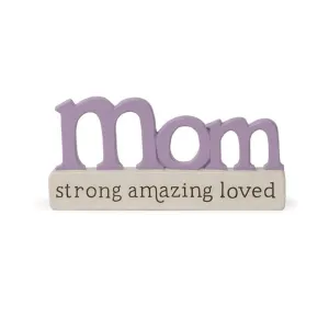 5.25" Mom Strong Amazing Loved Word Block Figurine Decorative Mirror,Home Decor Mirror