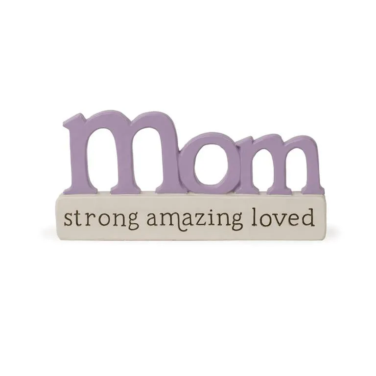 5.25" Mom Strong Amazing Loved Word Block Figurine Decorative Mirror,Home Decor Mirror
