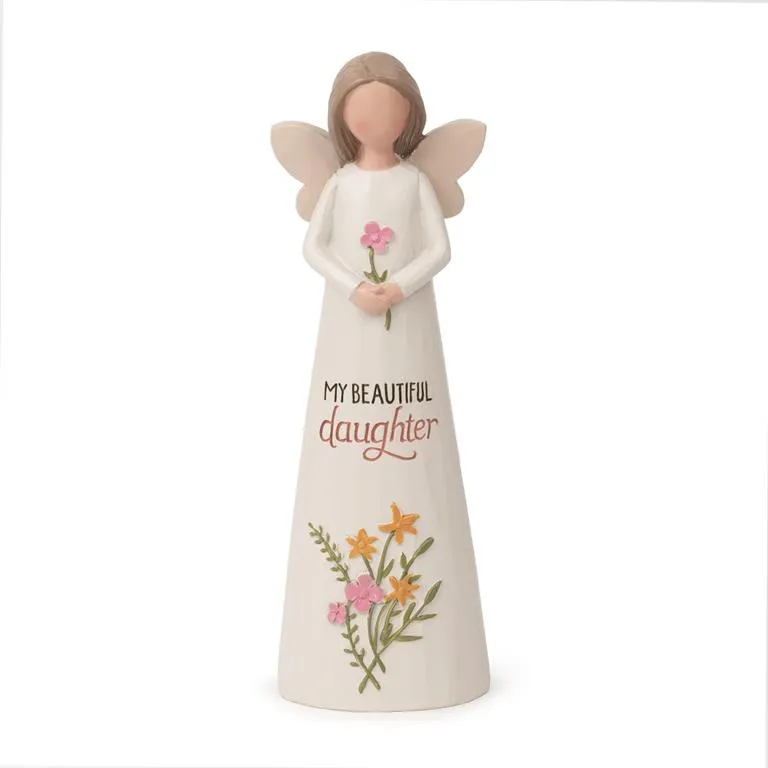 5.25" My Beautiful Daughter Angel with Flowers Figurine Decorative Mirror,Home Decor Mirror