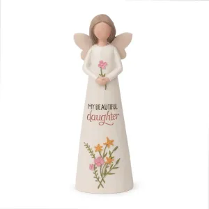 5.25" My Beautiful Daughter Angel with Flowers Figurine Decorative Mirror,Home Decor Mirror